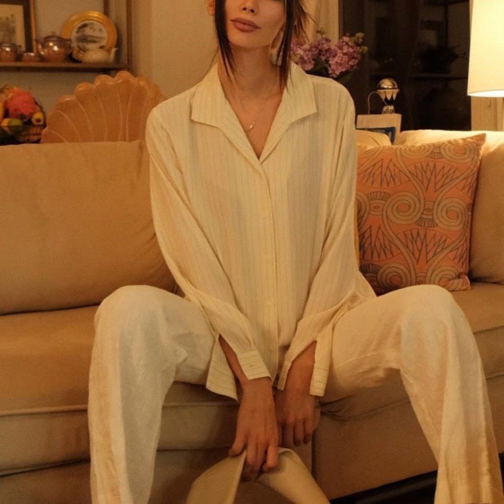 Laura Scott Cream Striped Shirt​